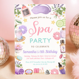 Cute Spa Pamper Party Girl Birthday 招待状