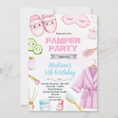 Cute spa pamper slumber party invitation 招待状 (正面)