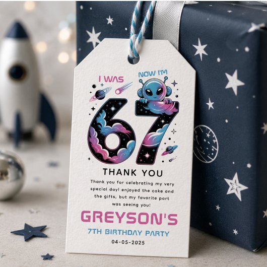 Cute Space 7th Birthday | 六歳・七歳向け ギフトタグ