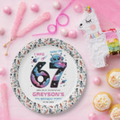 Cute Space 7th Birthday | Six & Seven Year Old ペーパープレート (パーティー)
