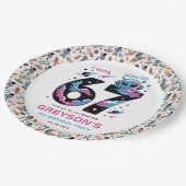 Cute Space 7th Birthday | Six & Seven Year Old ペーパープレート (アングル)