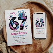 Cute Space 7th Birthday | Six & Seven Year Old  招待状