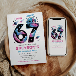 Cute Space 7th Birthday | Six & Seven Year Old 招待状