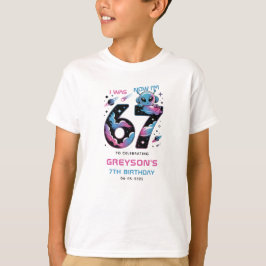 Cute Space 7th Birthday | Six & Seven Year Old Tシャツ