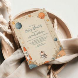 Cute Space Adventure Baby Shower 招待状