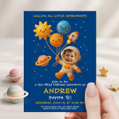 Cute Space Astronaut Birthday Card 招待状