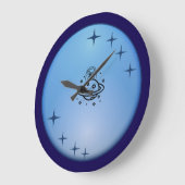 Cute Space Astronaut Wall Clock – Blue Galaxy Star ラージ壁時計 (傾斜)