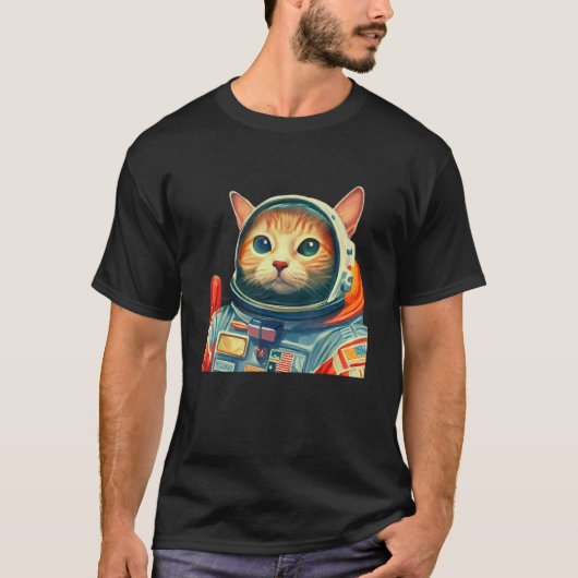 Cute Space Cat Astronaut Kitten Adorable SciFi Pet Tシャツ (正面)