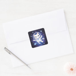 Cute Space Cat Astronaut Sticker スクエアシール