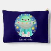 Cute Space Creature And Bunny Rabbit アクセサリーポーチ (裏面)