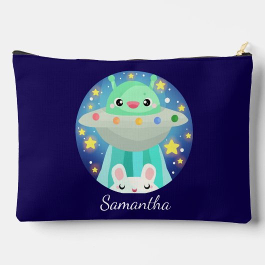 Cute Space Creature And Bunny Rabbit アクセサリーポーチ (裏面)