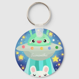 Cute Space Creature And Bunny Rabbit キーホルダー