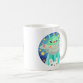 Cute Space Creature And Bunny Rabbit コーヒーマグカップ (正面右)