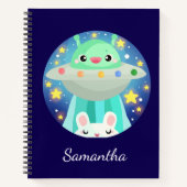 Cute Space Creature And Bunny Rabbit ノートブック (正面)