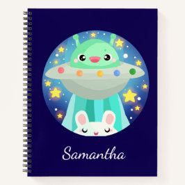 Cute Space Creature And Bunny Rabbit ノートブック