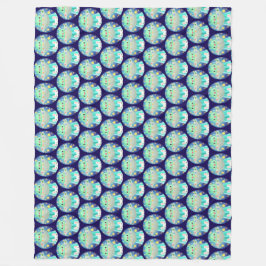 Cute Space Creature And Bunny Rabbit フリースブランケット