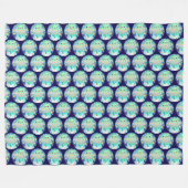 Cute Space Creature And Bunny Rabbit フリースブランケット (正面(横))