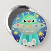 Cute Space Creature And Bunny Rabbit 缶バッジ (正面&裏面)