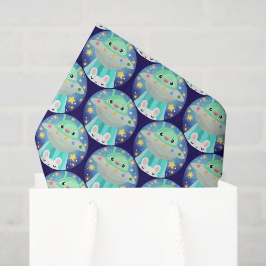 Cute Space Creature And Bunny Rabbit 薄葉紙 (ギフトバッグ)