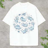 Cute Space Dinosaur Blue Dino Fun Animal Lovers Tシャツ