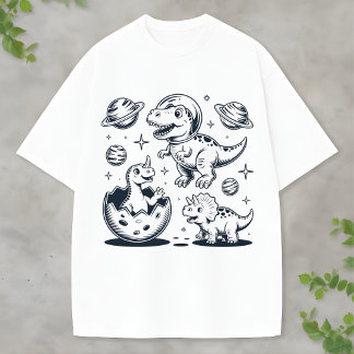 Cute Space Dinosaur Blue Dino Fun Animal Lovers Tシャツ
