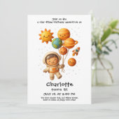 Cute Space Explorer Birthday Card 招待状 (スタンド正面)