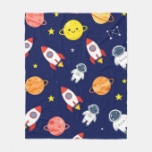 Cute Space Explorer Kids Pattern フリースブランケット (正面)