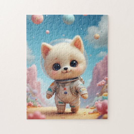 Cute Space Kitten Astronaut Jigsaw Puzzle ジグソーパズル (縦)