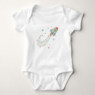 Cute Space Rocket Baby Bodysuit – Pastel Galaxy St ベビーボディスーツ