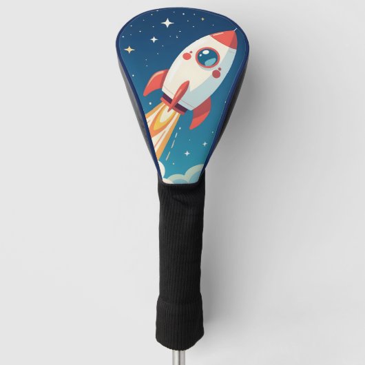 Cute space rocket blasting off ゴルフヘッドカバー (正面)