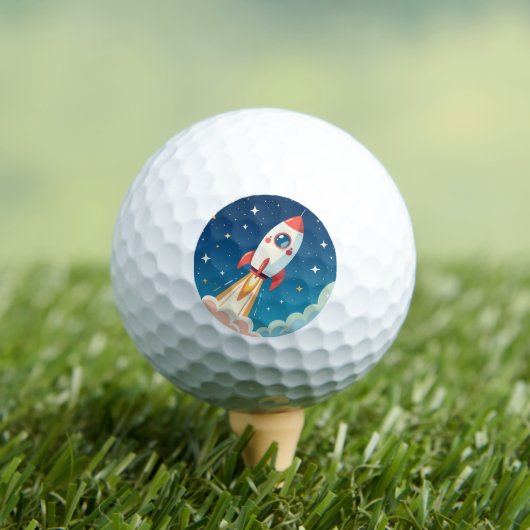 Cute space rocket blasting off ゴルフボール (インサイチュ 木)