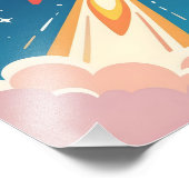 Cute space rocket blasting off フォトプリント            (角)