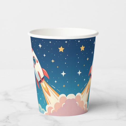 Cute space rocket blasting off 紙コップ (裏面)