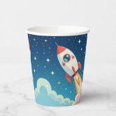 Cute space rocket blasting off 紙コップ (左)
