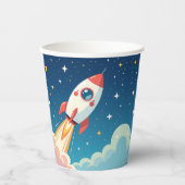 Cute space rocket blasting off 紙コップ (正面)