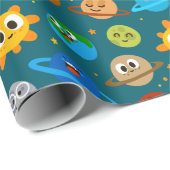 Cute Space Wrapping Paper, Suns, Earths, Moons ラッピングペーパー (ロールコーナー)
