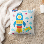 Cute Spacecraft Rocket Ships Pattern クッション (ブランケット)