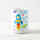 Cute Spacecraft Rocket Ships Pattern コーヒーマグカップ (中央)