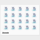 cute spaceship coffee cat stickers ラウンドシール (シート)