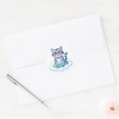 cute spaceship coffee cat stickers ラウンドシール (封筒)