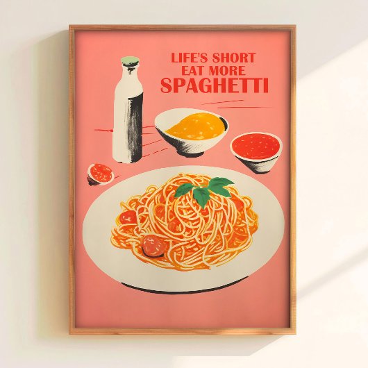 Cute Spaghetti Wall Print Retro Kitchen Wall Art   ポスター