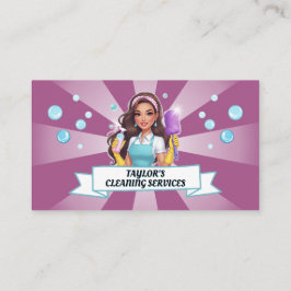Cute Sparkly Maid House Cleaning Service 名刺