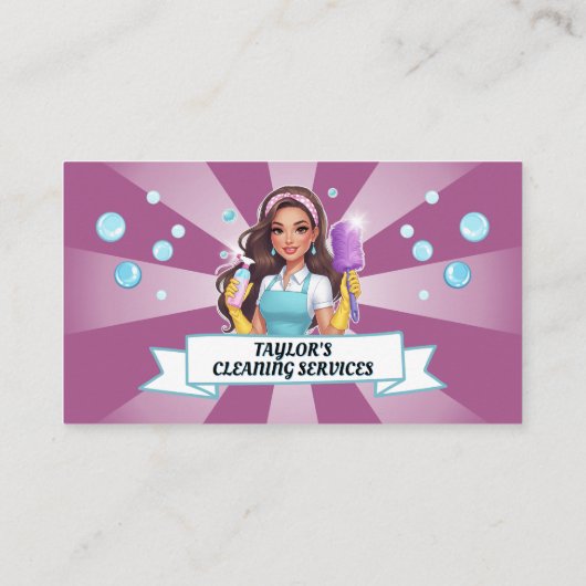 Cute Sparkly Maid House Cleaning Service 名刺 (裏面)