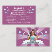 Cute Sparkly Maid House Cleaning Service 名刺 (正面/裏面)