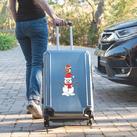 Cute Sparrow on Snowman シール (スーツケースインサイチュ)