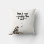 Cute Sparrow Singing a Psalm Bible Verse Bird クッション (裏面)