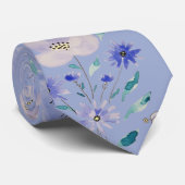 Cute Sparrow With a Flower Hat ネクタイ (ロール)