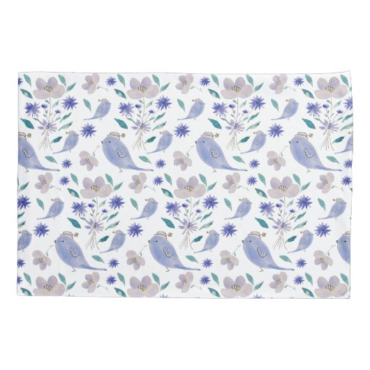 Cute Sparrow With a Flower Hat 枕カバー (裏面)