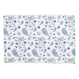 Cute Sparrow With a Flower Hat 枕カバー