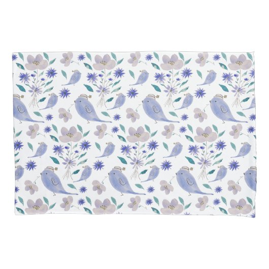 Cute Sparrow With a Flower Hat 枕カバー (正面)